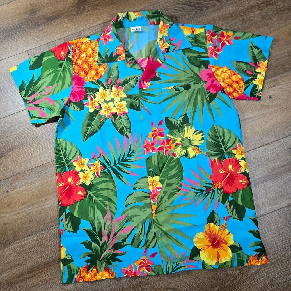 Vtg King Kameha Hawaiian Shirt Mens M Tropical Floral Aloha Camp Collar Retro